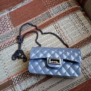 Faded Glory Quilted Light Gray Chain Crossbody Bag